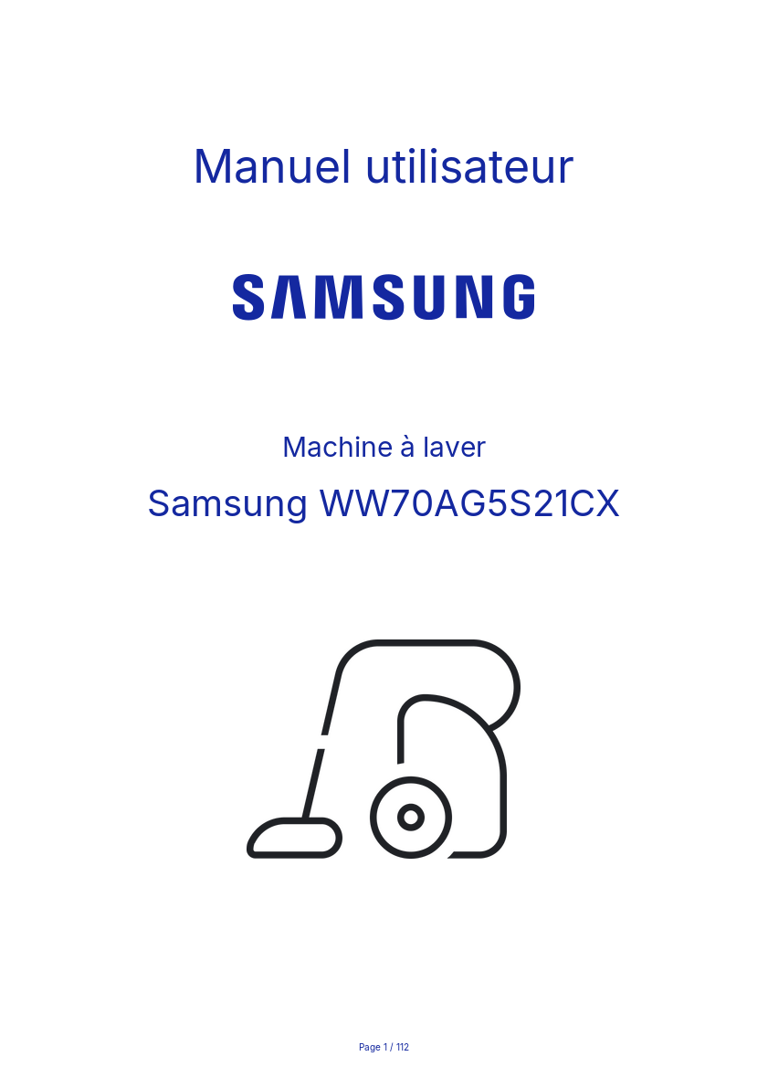 Page n°1 - Manuel utilisateur Samsung WW70AG5S21CX