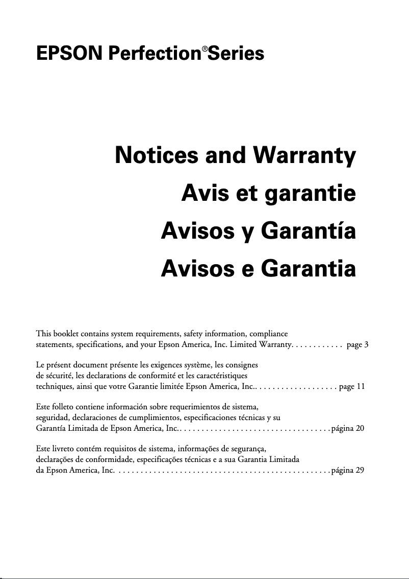 Page 1 de la notice Manuel utilisateur Epson Perfection 1660 Photo