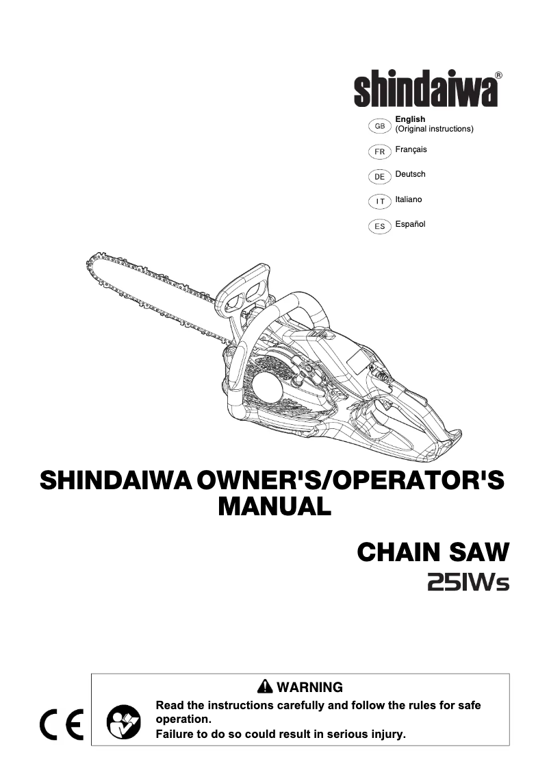 Page 1 de la notice Manuel utilisateur Shindaiwa 251WS