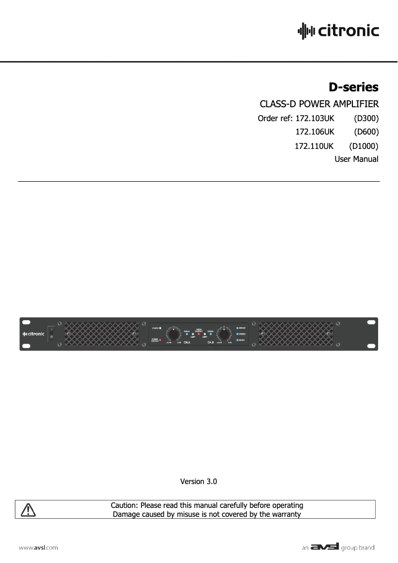 Page 1 de la notice Manuel utilisateur Citronic D300