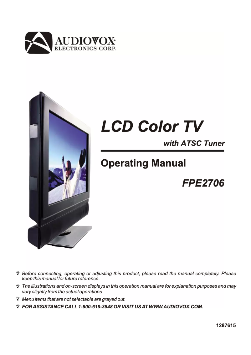 Page n°1 - Manuel utilisateur VOXX FPE2706