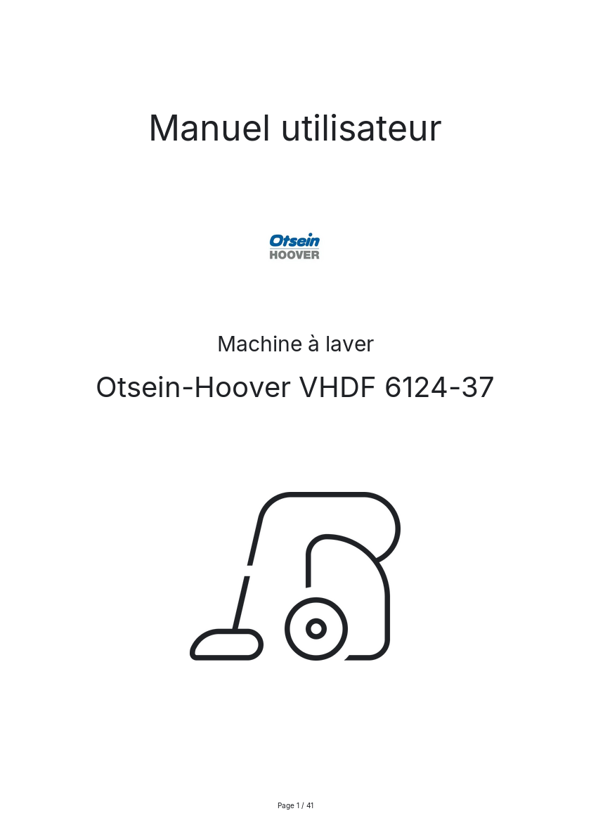 Image de la première page du manuel de l'appareil VHDF 6124-37