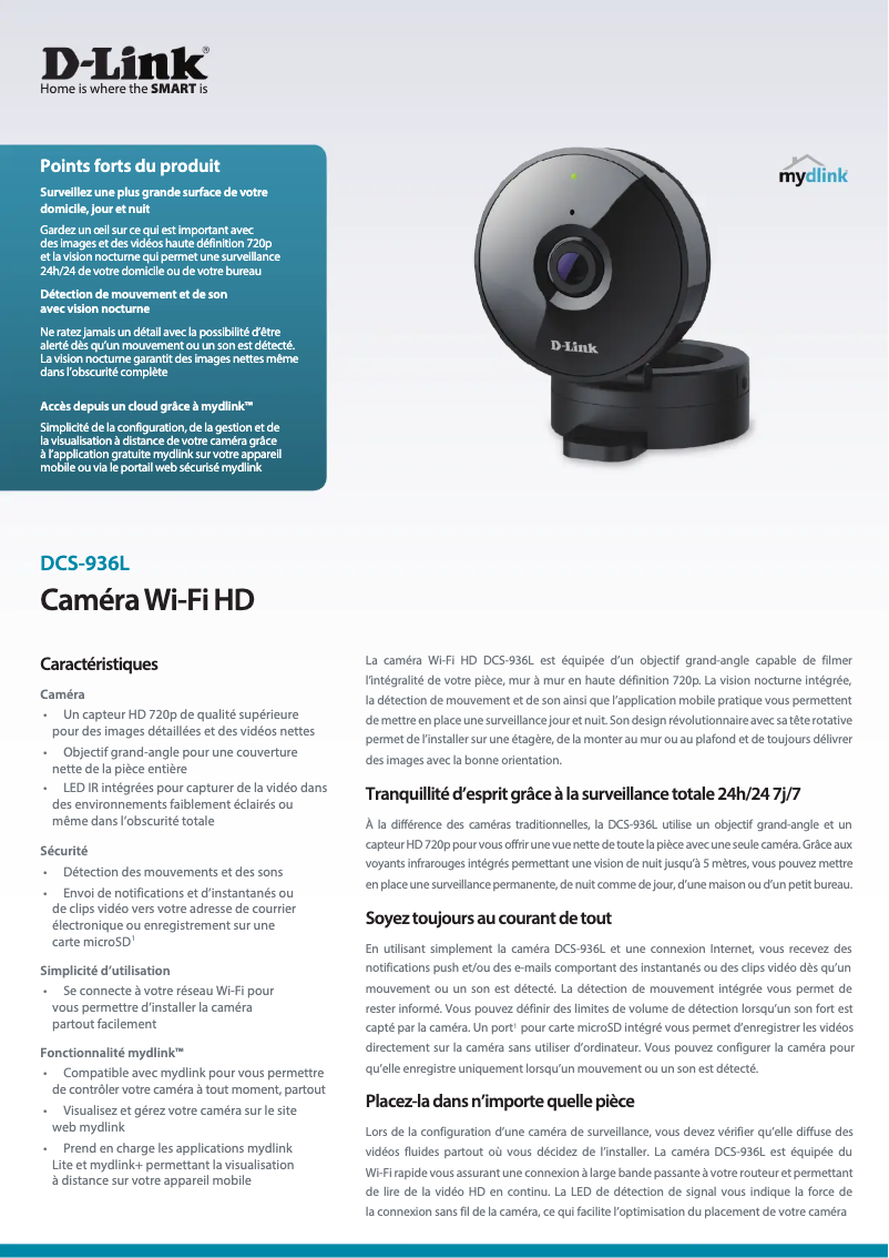 Page 1 de la notice Fiche technique D-Link DCS-936L