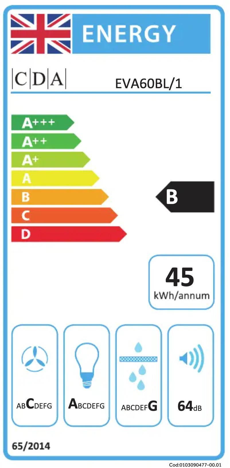 Page n°1 - Label énergétique CDA EVA60BL