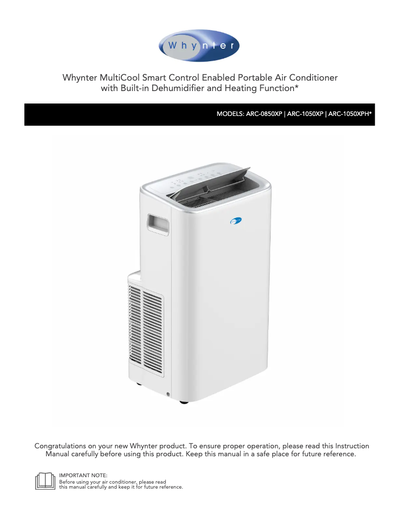 Page 1 de la notice Manuel utilisateur Whynter ARC-0850XP
