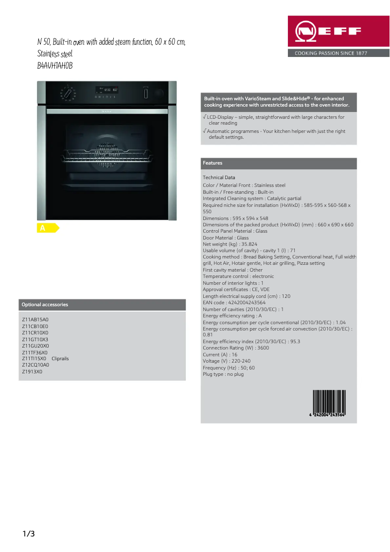 Image de la première page du manuel de l'appareil B4AVH1AH0B