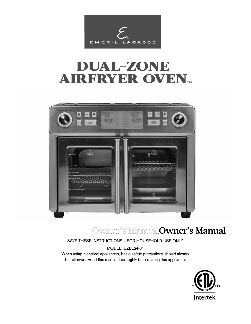 Image de la première page du manuel de l'appareil Dual-Zone AirFryer Oven DZEL24-01