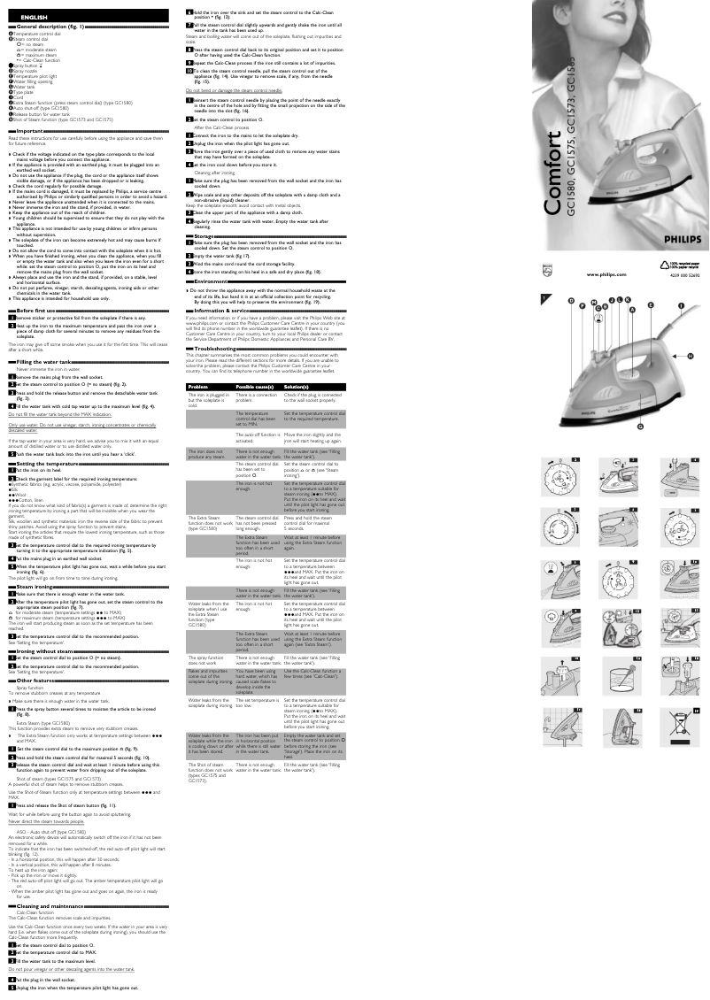 Página 1 del manual Manual de usuario Philips Comfort GC1573