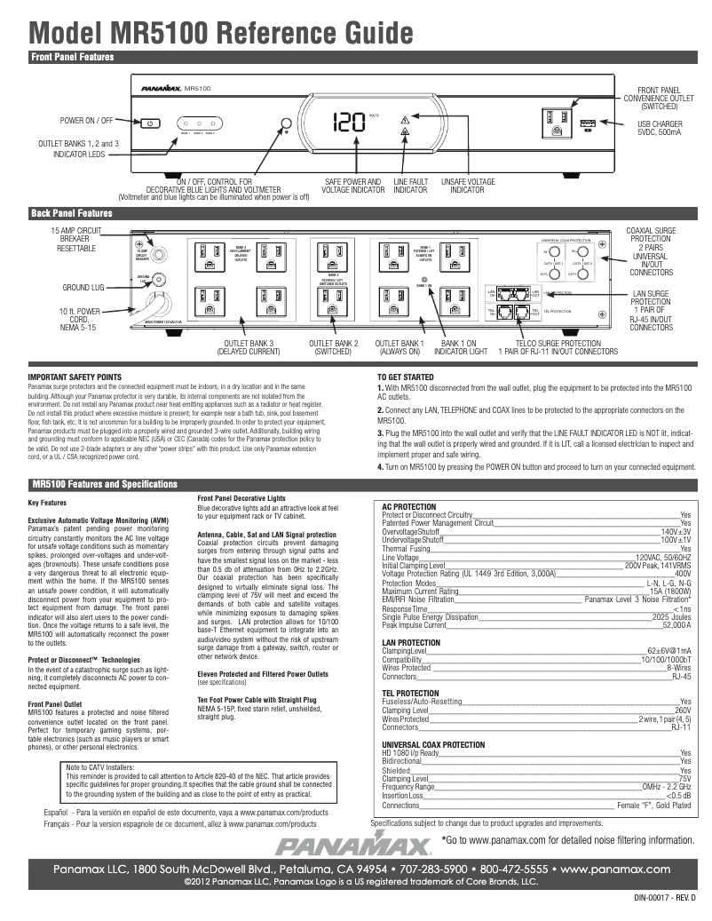 Image de la première page du manuel de l'appareil MR5100