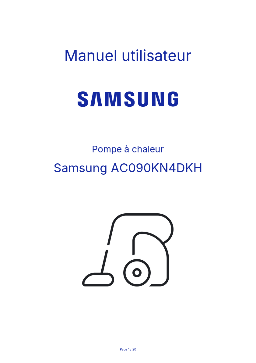 Page n°1 - Manuel utilisateur Samsung AC090KN4DKH