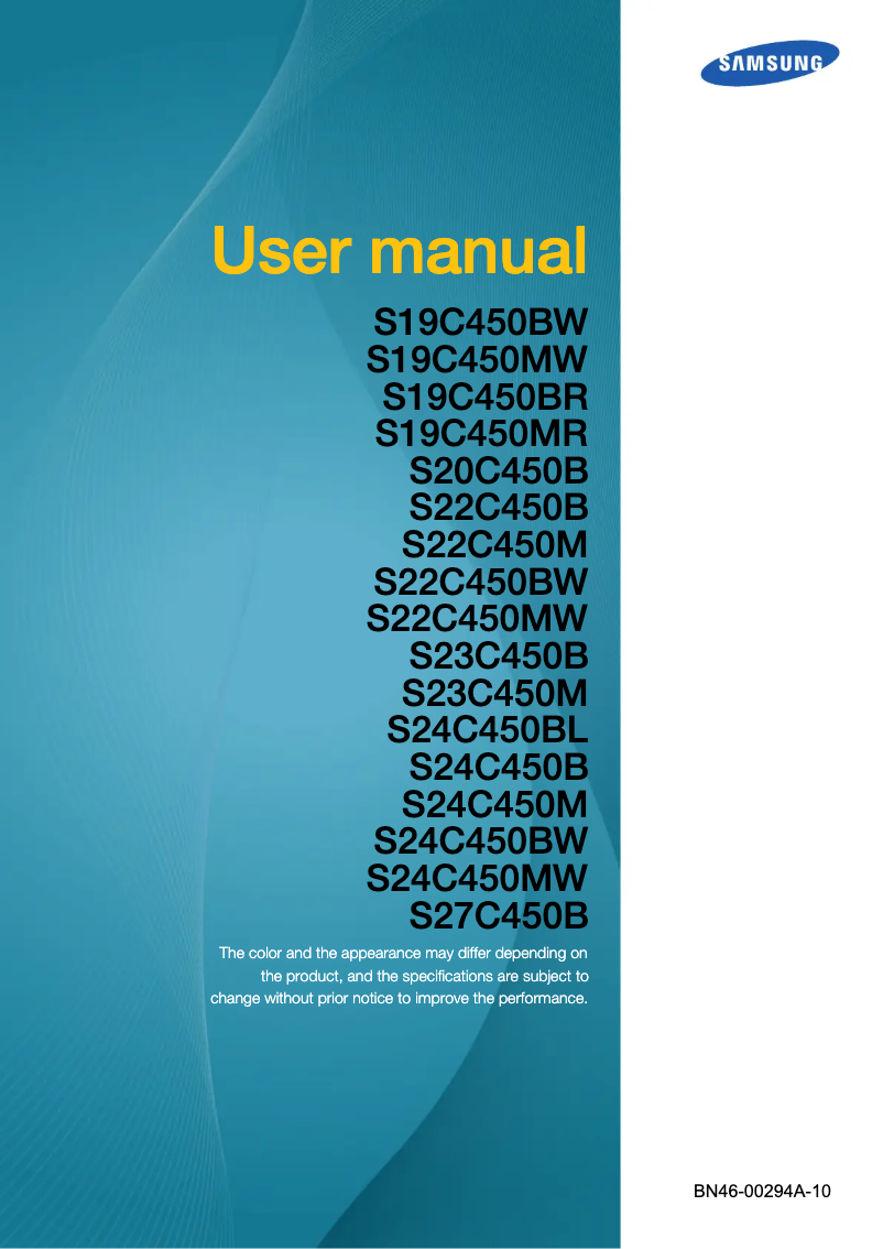 Page 1 de la notice Manuel utilisateur Samsung SyncMaster S20C450B