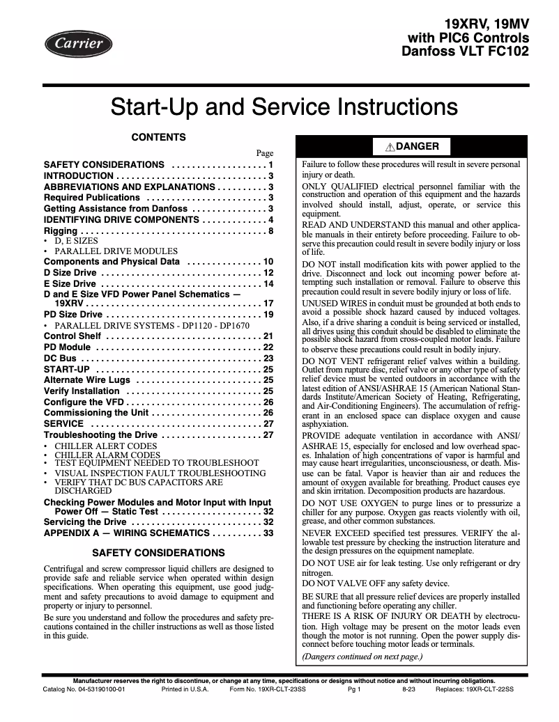 Page n°1 - Manuel utilisateur Carrier AquaEdge 23XRV