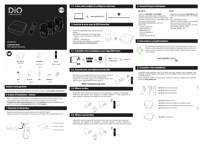 Page 1 de la notice Manuel utilisateur DiO ED-GW-05