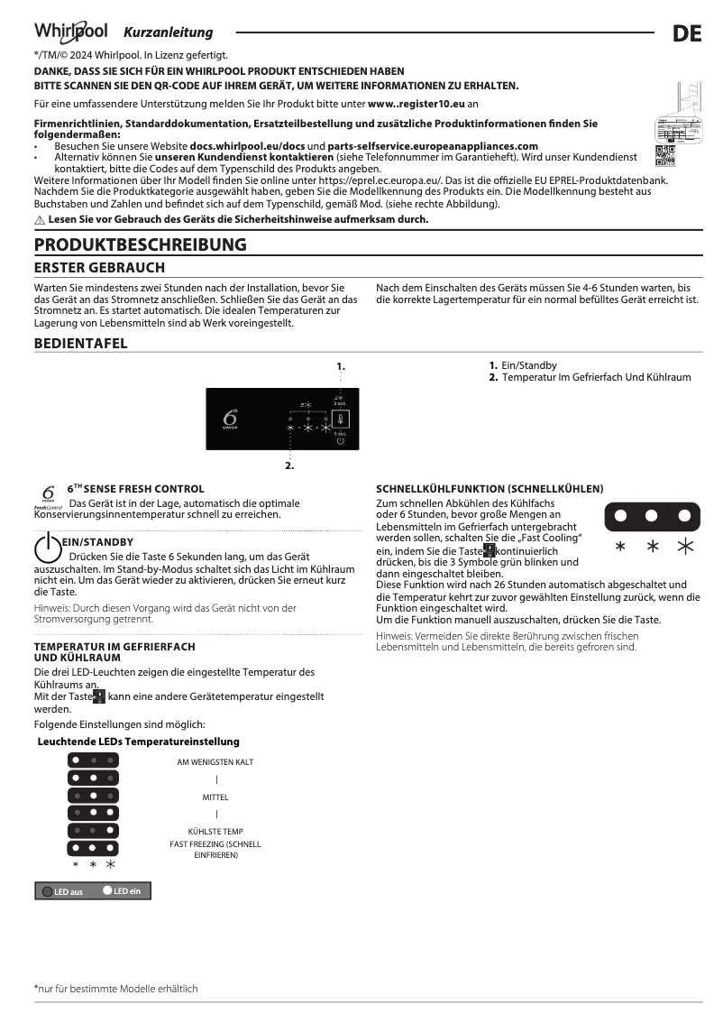 Page 1 de la notice Guide d'installation Whirlpool WHC18 T122