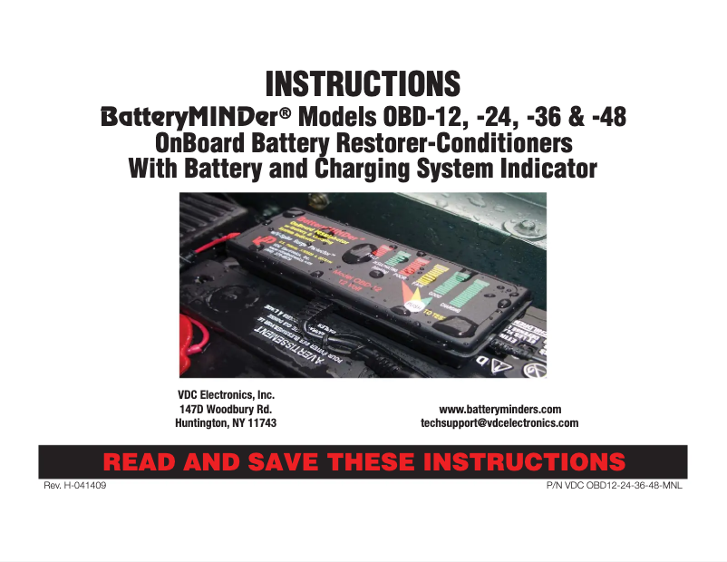 Page 1 de la notice Manuel utilisateur BatteryMINDer OBD-36V