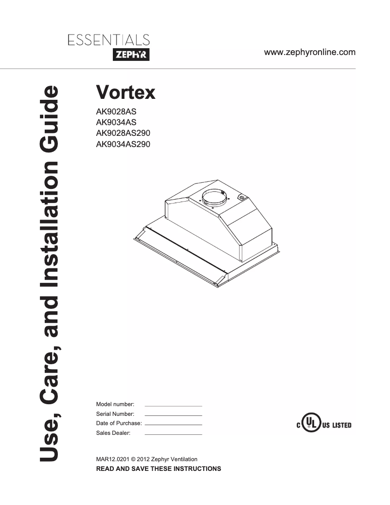 Page 1 de la notice Manuel utilisateur Zephyr AK9028AS