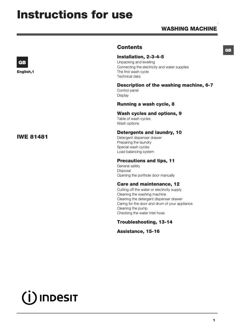 Image de la première page du manuel de l'appareil IWE 81481