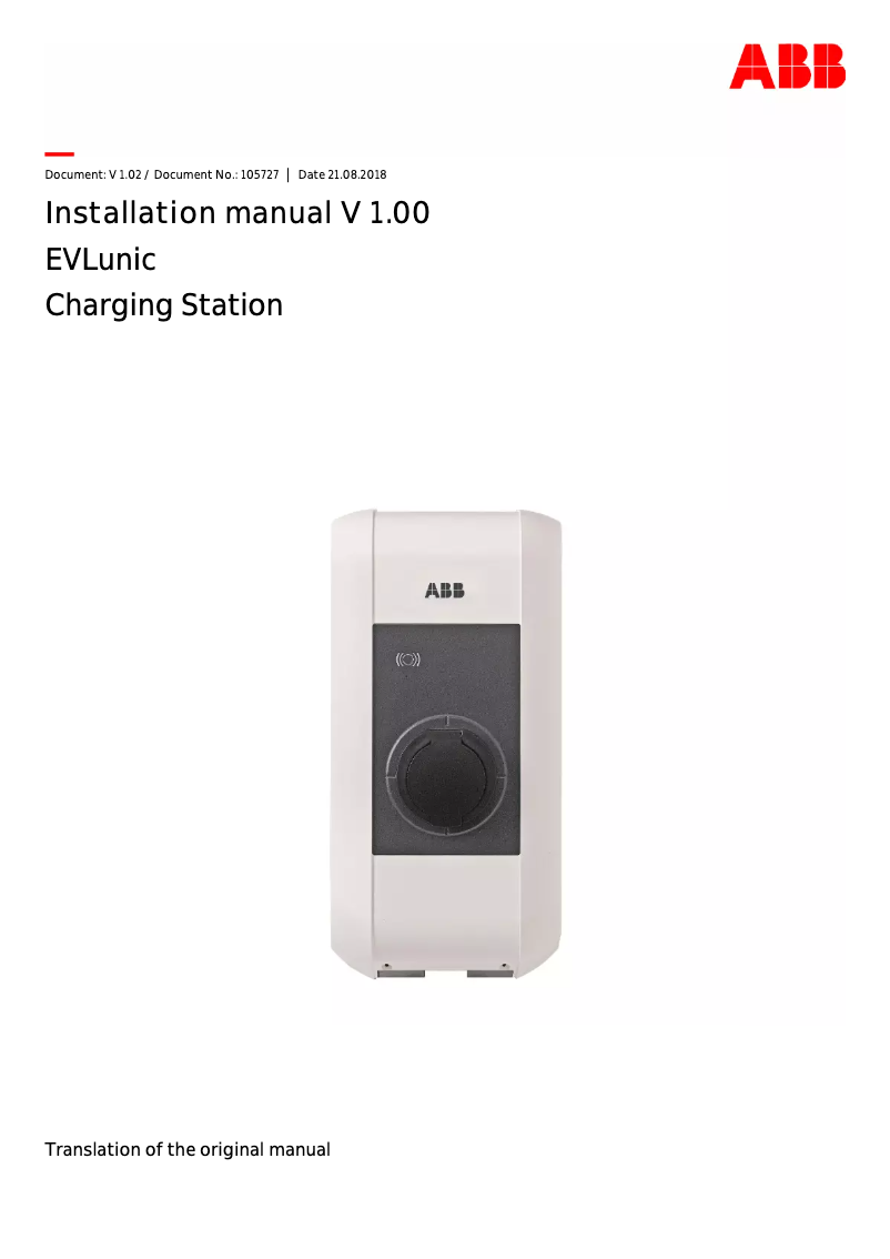 Page 1 de la notice Manuel utilisateur ABB EVLunic_Pro_M_W22-G4-R-0