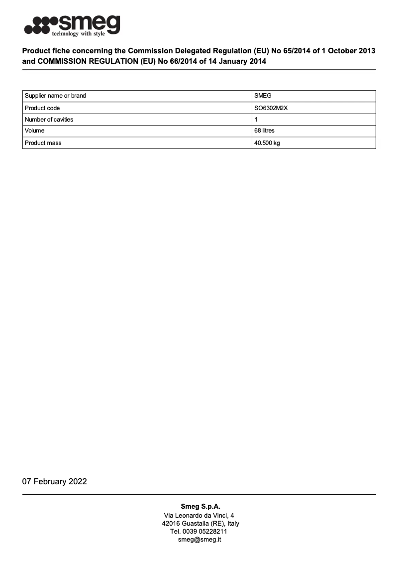 Página 1 del manual Folleto Smeg SO6302M2X