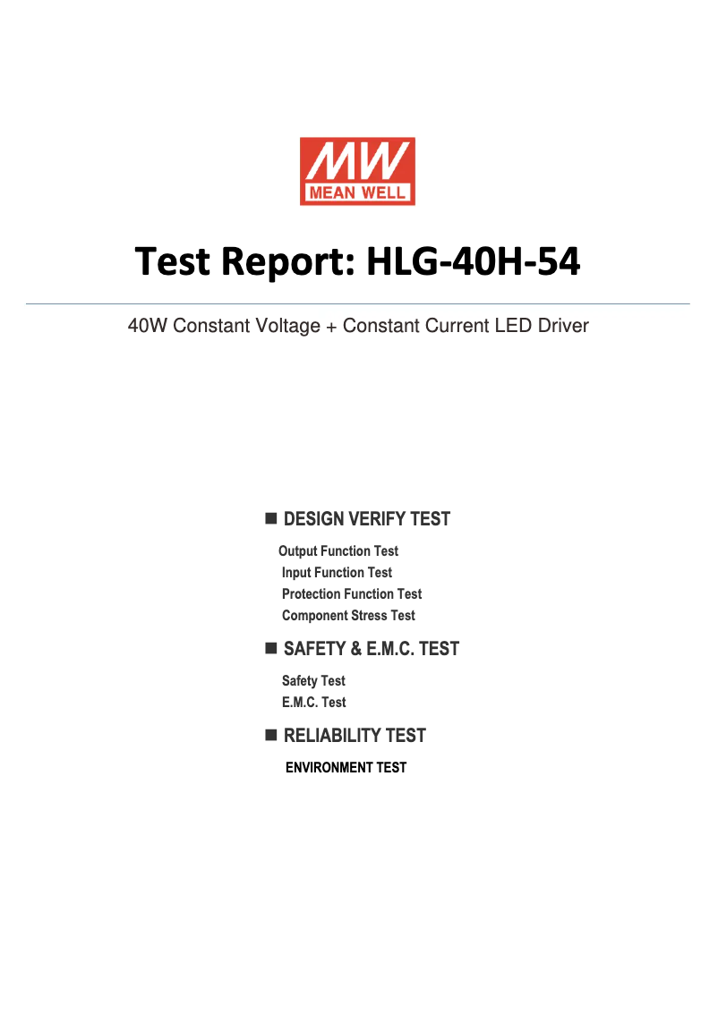 Page n°1 - Fiche technique Mean Well HLG-40H-54