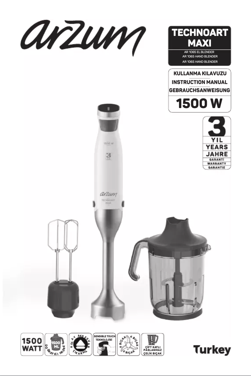 Page 1 de la notice Manuel utilisateur Arzum AR1065