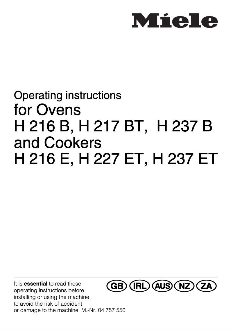 Image de la première page du manuel de l'appareil H 216 B