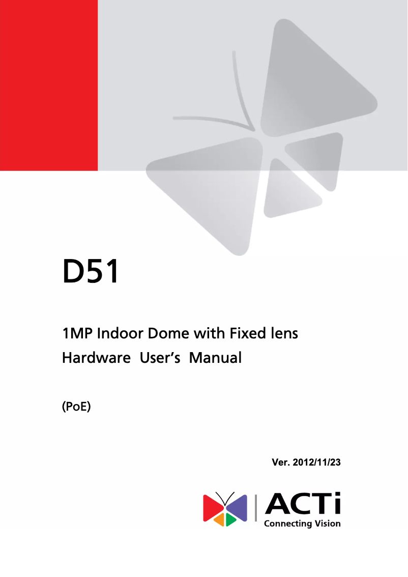Page 1 de la notice Manuel utilisateur ACTi D11