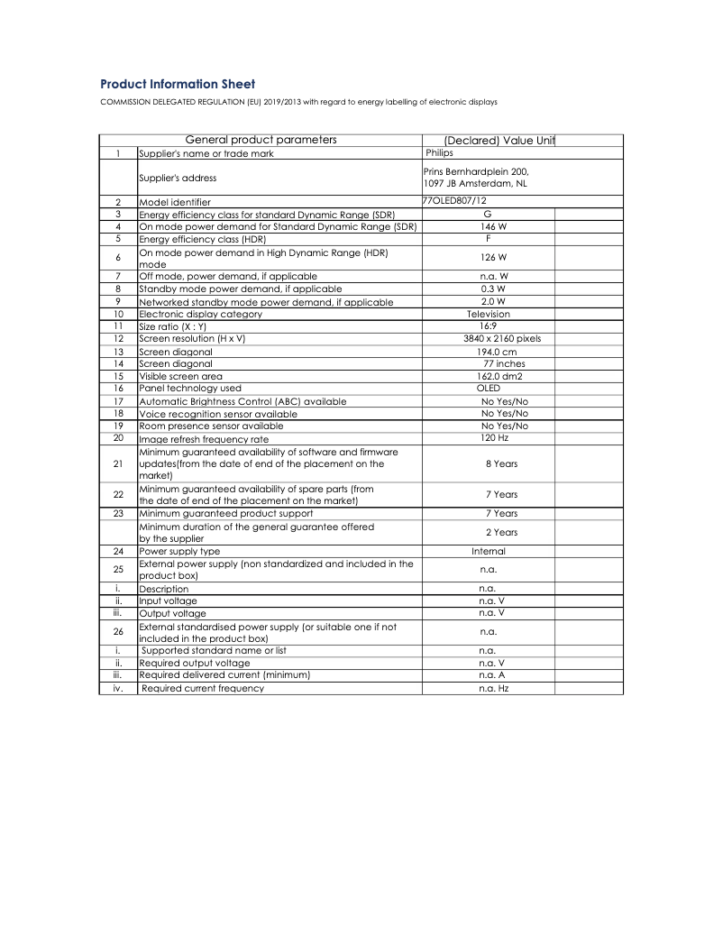 First page image of the manual for 77OLED807