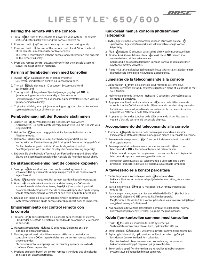 Page 1 de la notice Instructions / montage Bose Lifestyle 600