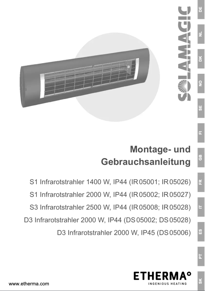 Page n°1 - Manuel utilisateur Etherma Solamagic SM-D3-2000-D-NA