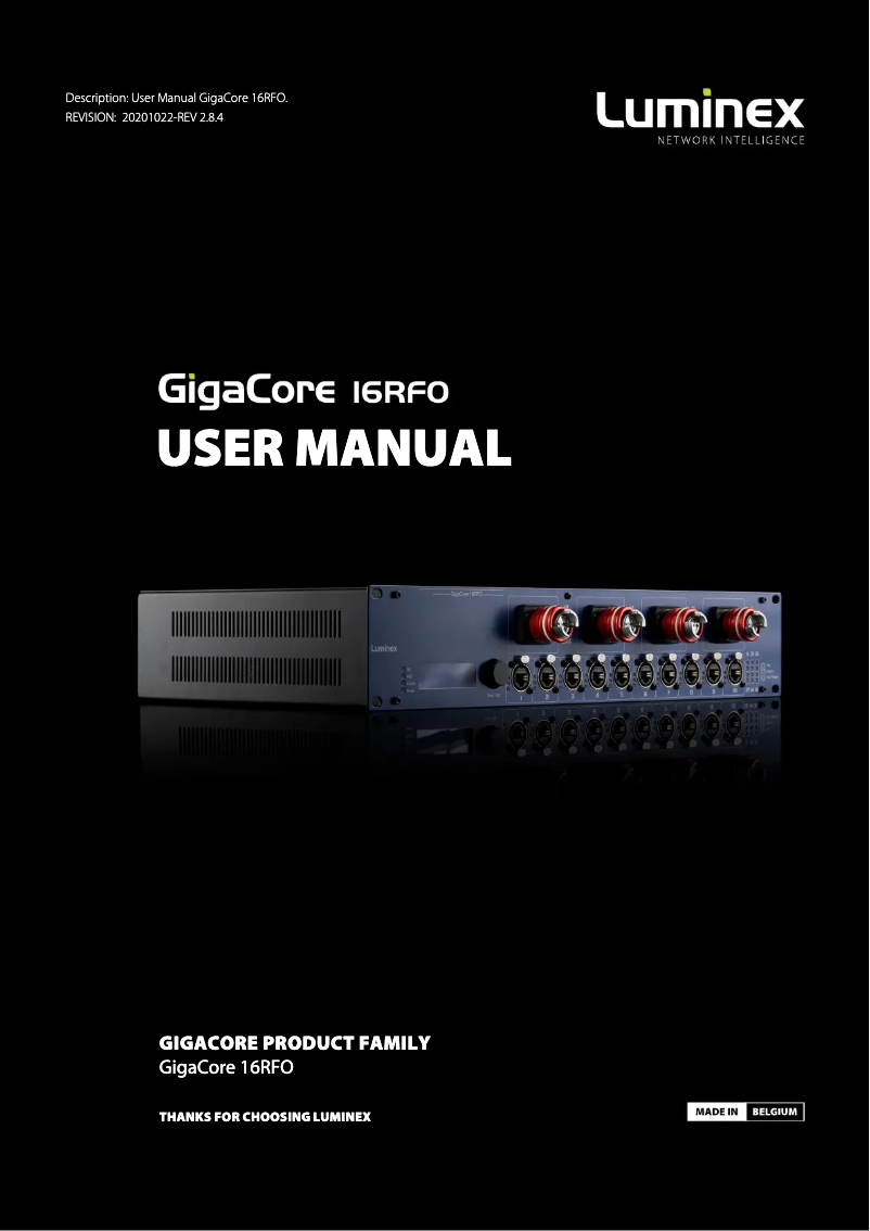Page n°1 - Manuel utilisateur Luminex GigaCore 16RFO