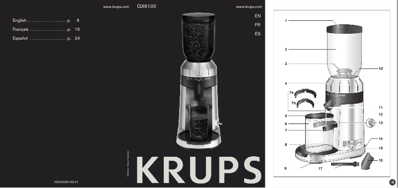 Page 1 de la notice Manuel utilisateur Krups GX6100