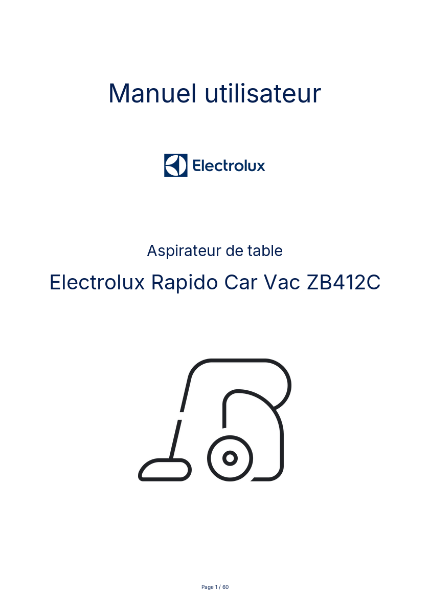 Image de la première page du manuel de l'appareil Rapido Car Vac ZB412C