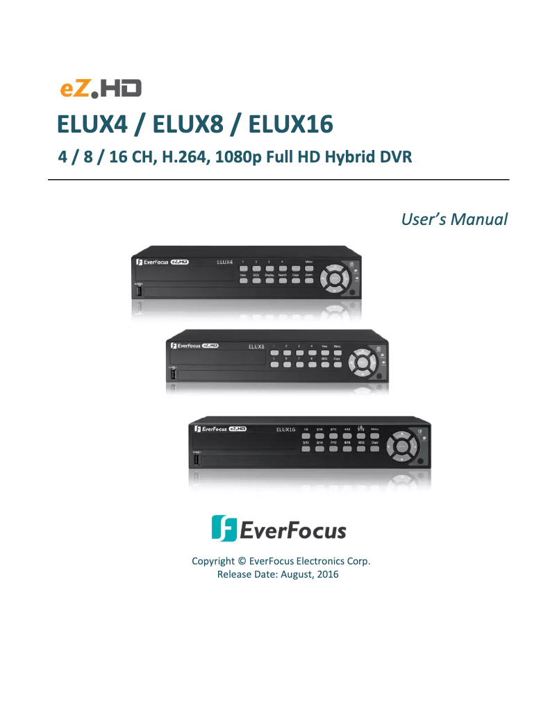 Page n°1 - Manuel utilisateur EverFocus ELUX16