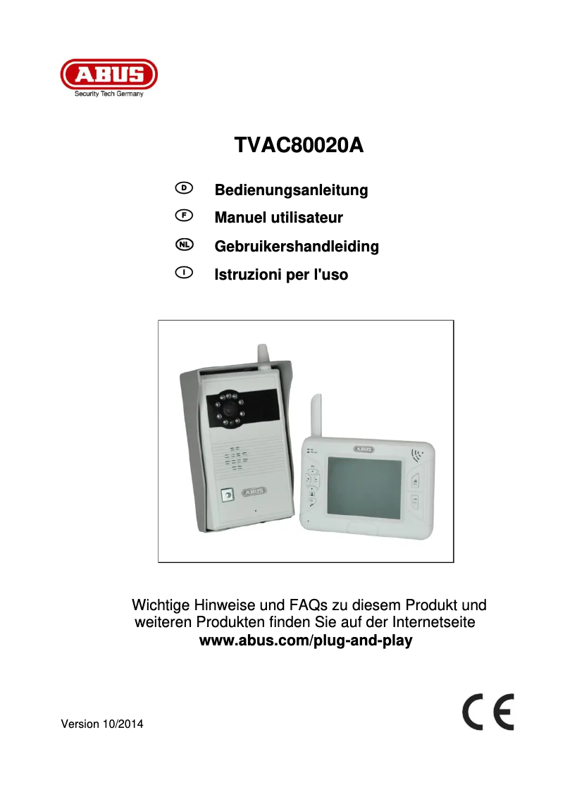Image de la première page du manuel de l'appareil TVAC80020A