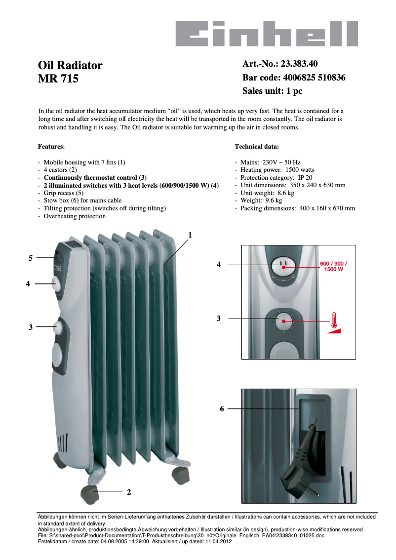 Image de la première page du manuel de l'appareil MR 715