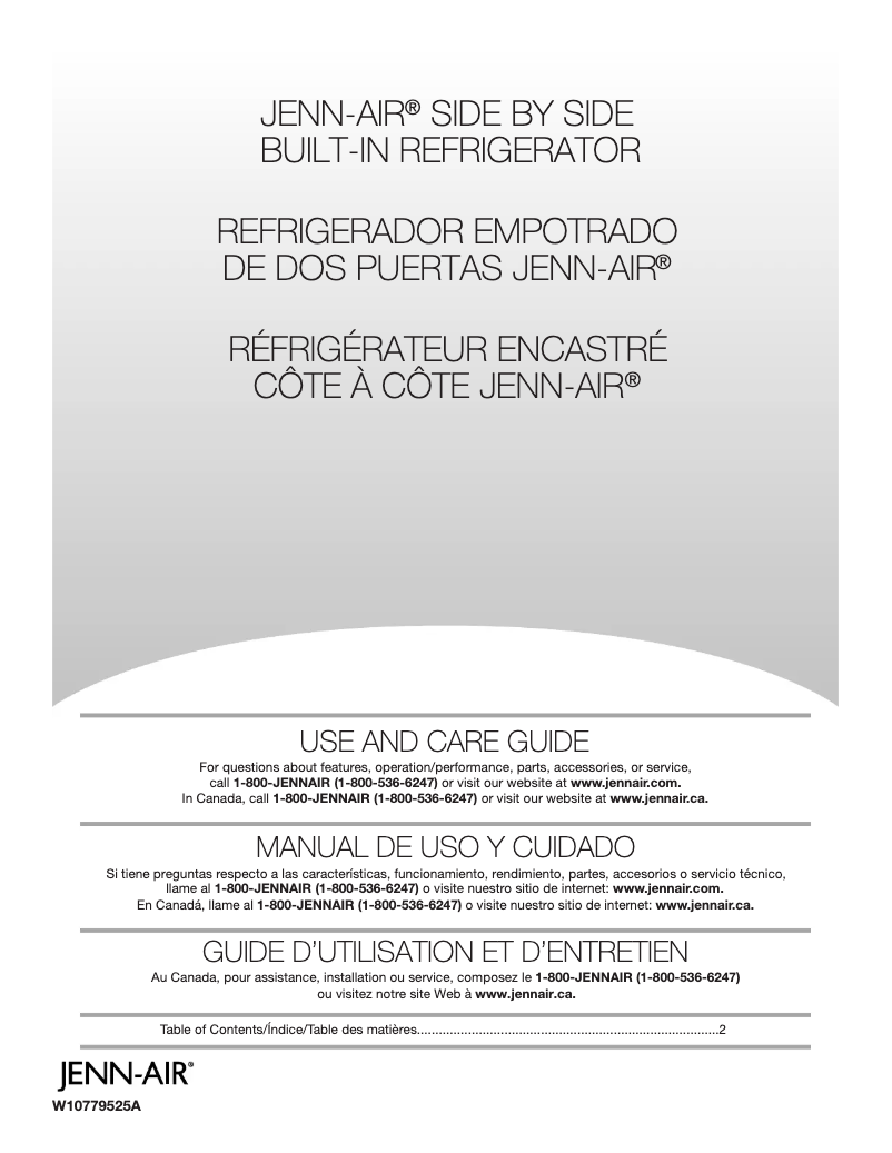 Page 1 de la notice Manuel d'utilisation et d'entretien JennAir JS42NXFXDE