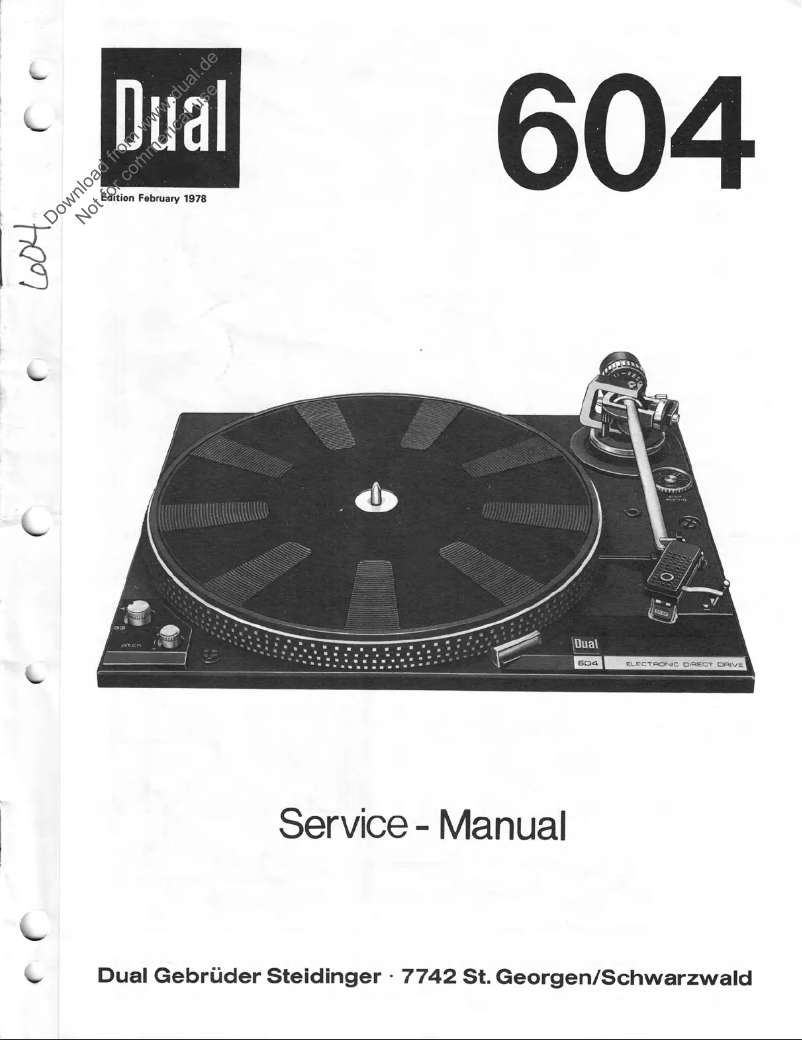 Page n°1 - Manuel utilisateur Dual 604