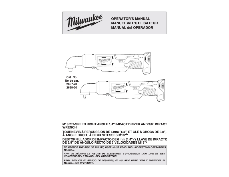 Page n°1 - Manuel utilisateur Milwaukee M18 2667-21CT