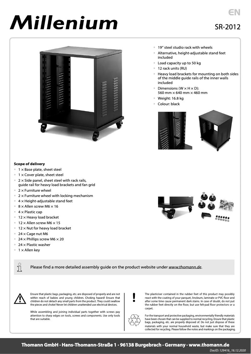 Page 1 de la notice Manuel utilisateur Millenium SR-2012
