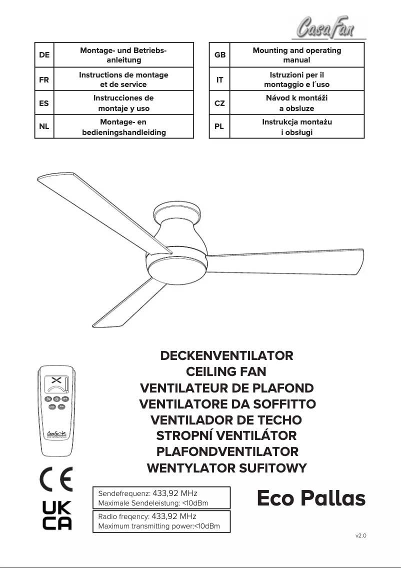 Page n°1 - Manuel utilisateur CasaFan Eco Pallas