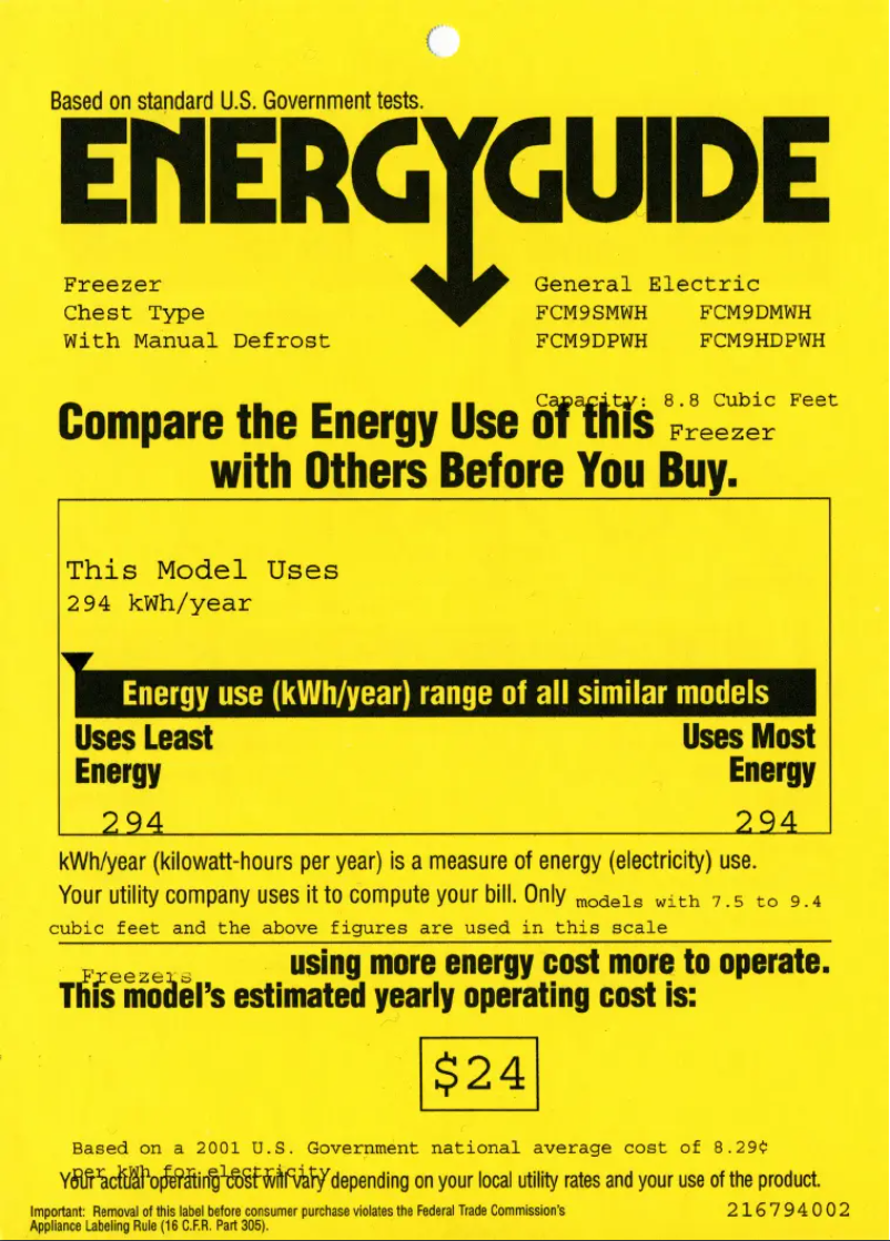 Page n°1 - Label énergétique GE FCM9DMWH