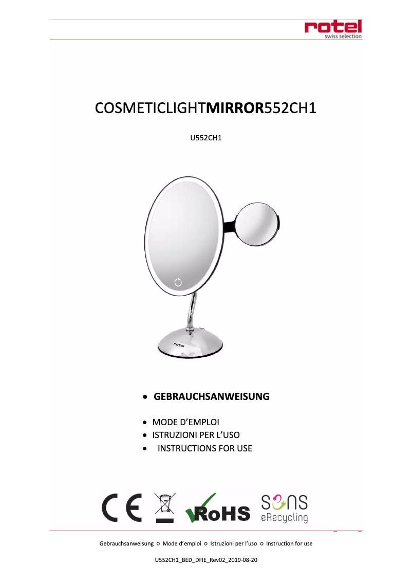 Page n°1 - Manuel utilisateur Rotel U552CH1