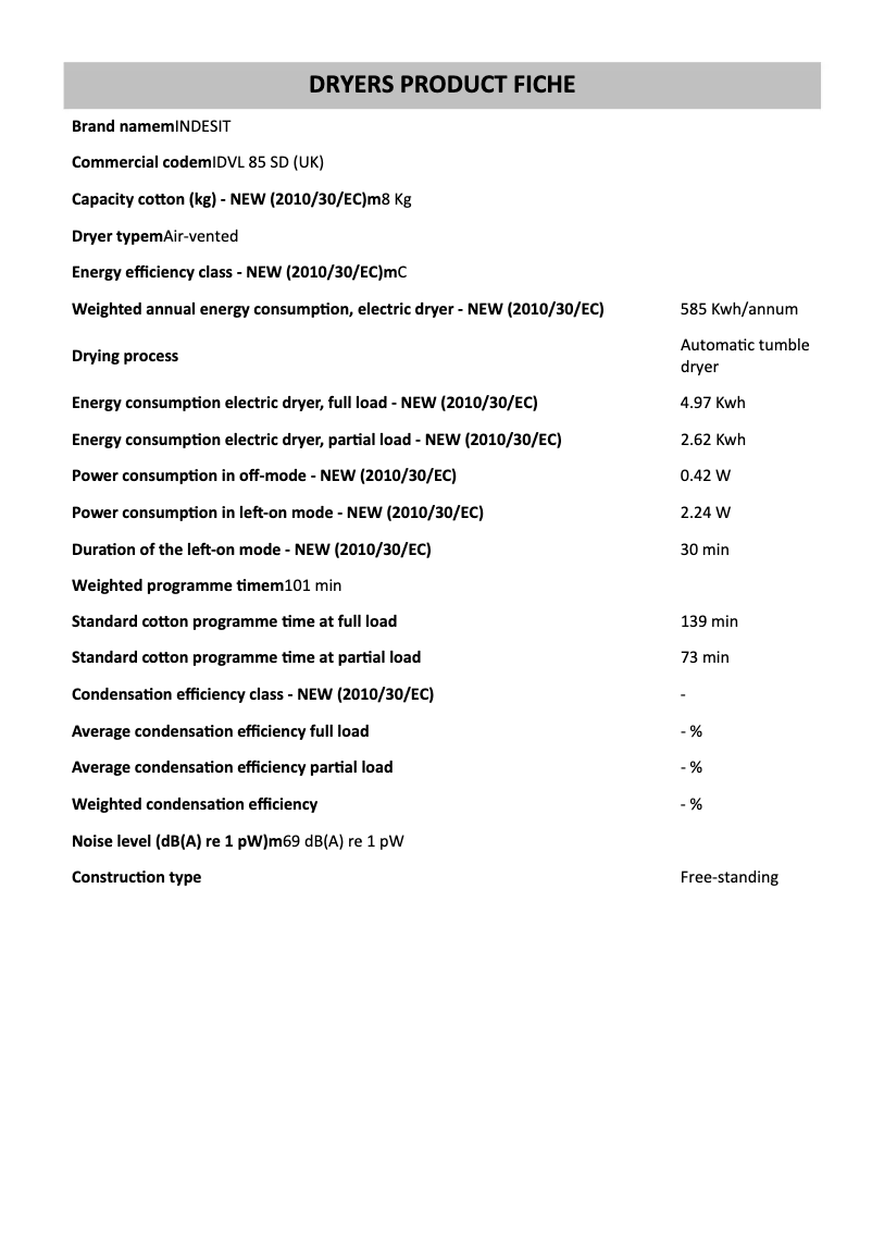 Image de la première page du manuel de l'appareil IDVL 85 SD (UK)