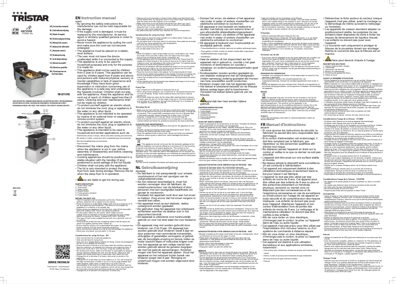 Page 1 de la notice Manuel utilisateur TriStar PD-8711PR