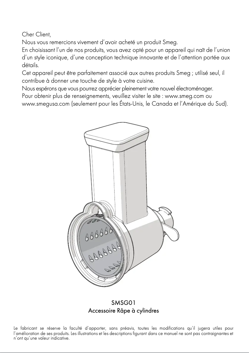 Page 1 of the manual User Manual Smeg SMSG01