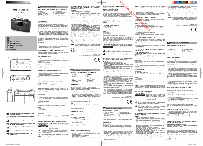 Page 1 de la notice Manuel utilisateur Muse M-058 R