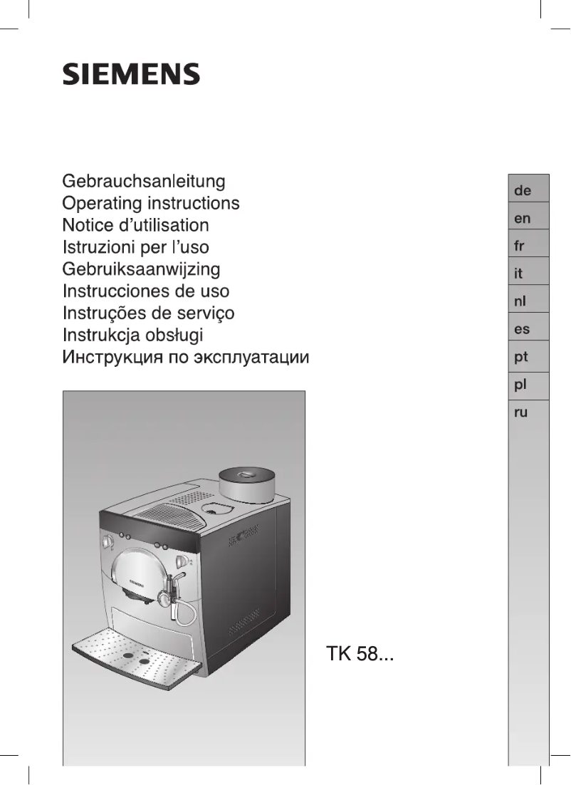 Page n°1 - Manuel utilisateur Siemens Surpresso Compact TK58001GB