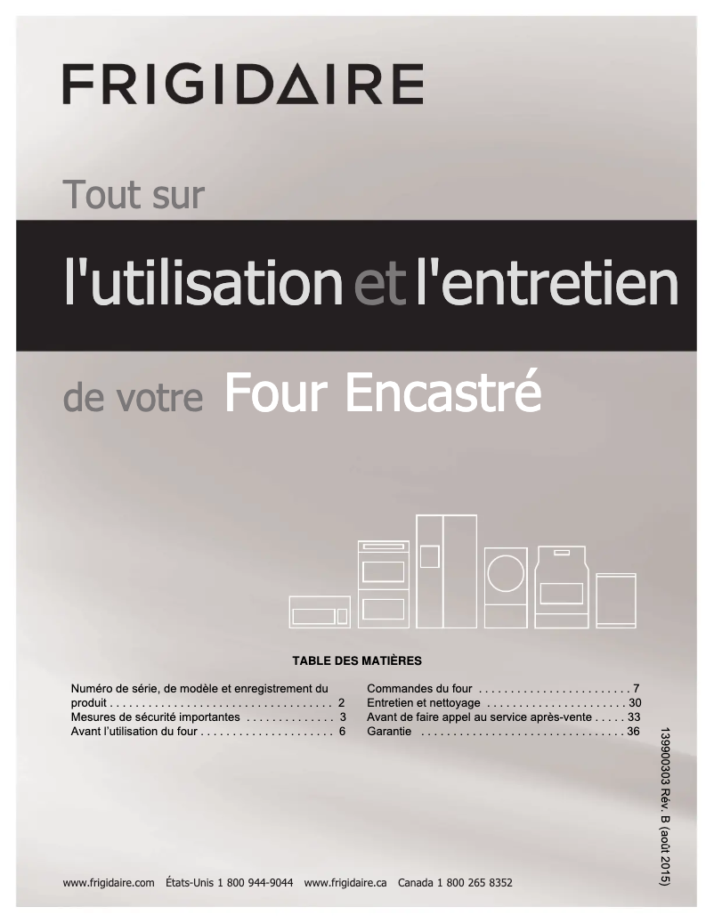 Page 1 de la notice Manuel utilisateur Frigidaire FGEW3065PD