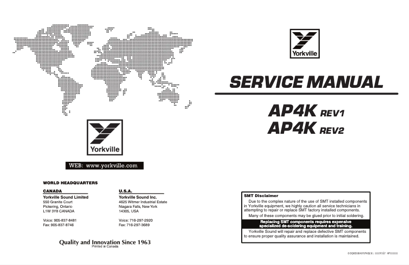 Page 1 de la notice Manuel utilisateur Yorkville AP4K